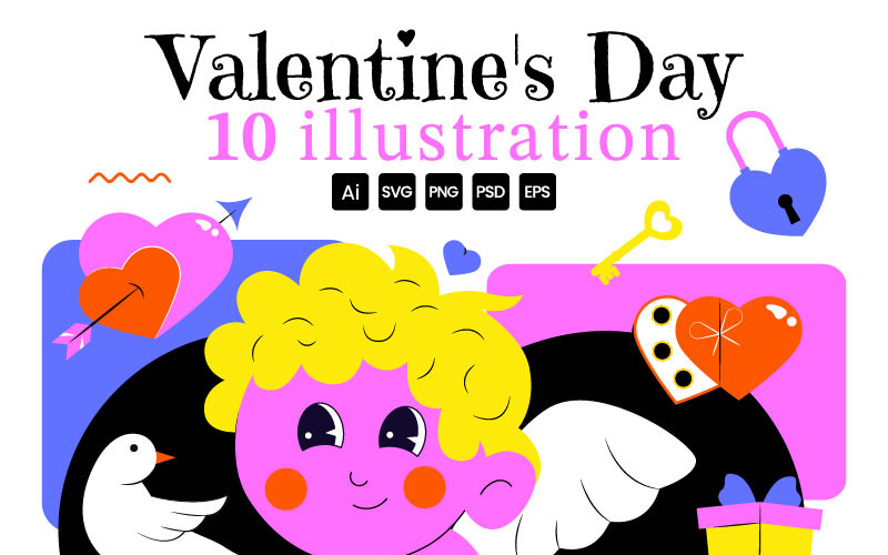10 illustrationer för glad alla hjärtans dag