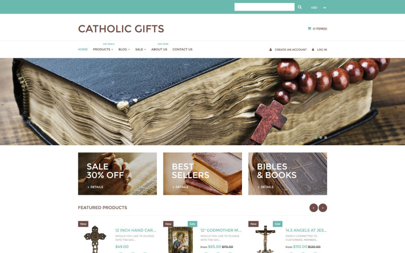 Адаптивная тема Shopify для католической церкви