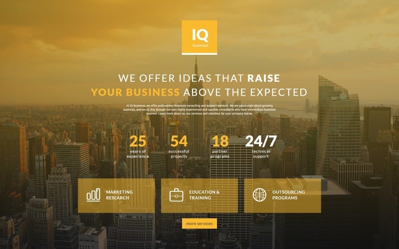 IQ - Consultation d'un modèle de page de destination HTML moderne
