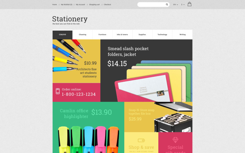Modello OpenCart di cancelleria