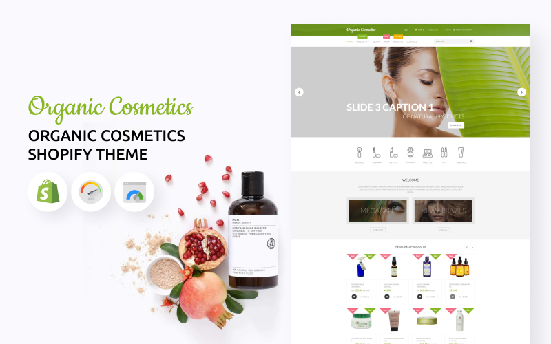 Organiskt kosmetik Shopify-tema