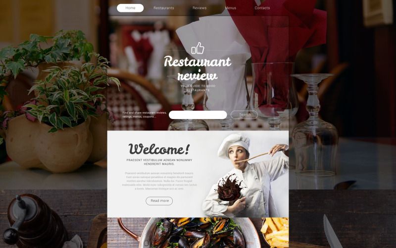 Plantilla para sitio web de reseñas de restaurantes
