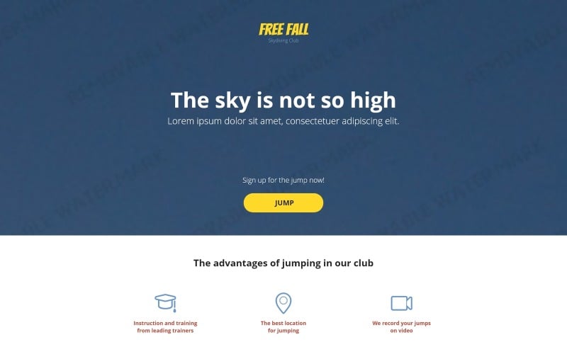 Skydiving Responsive Landing Page Template