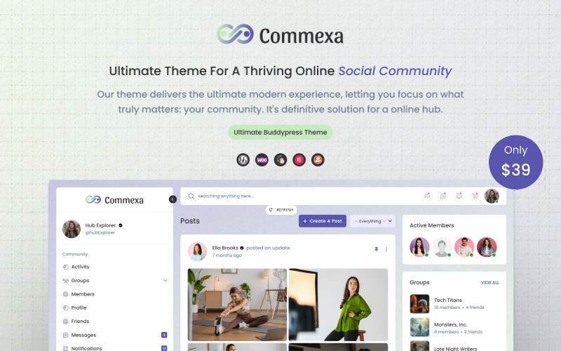 Commexa: el mejor tema de BuddyPress para crear redes sociales y comunidades.