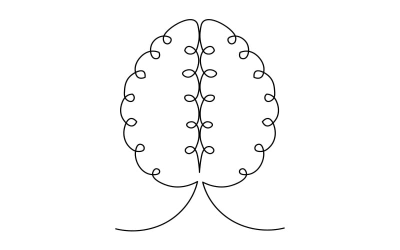 32. Disegno continuo del cervello umano su sfondo bianco
