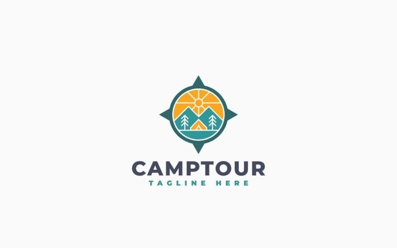 Logo-sjabloon voor kampeeravontuur