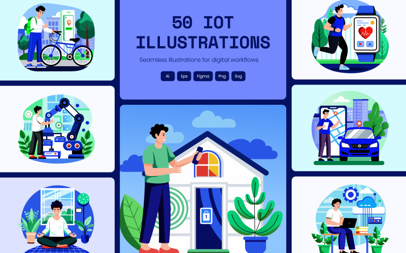 Zestaw ilustracji urządzeń IoT