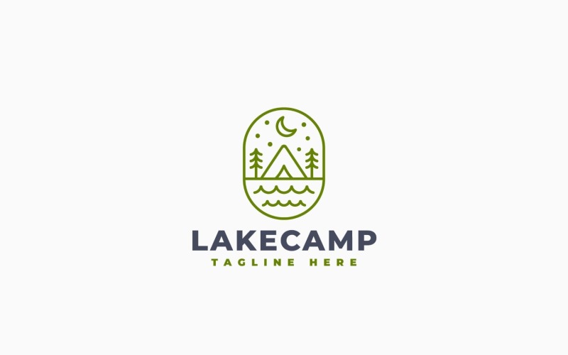 Modèle de logo pour camping au bord d'un lac