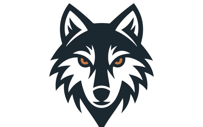 En djärv logotypdesign med ett stiliserat varghuvud