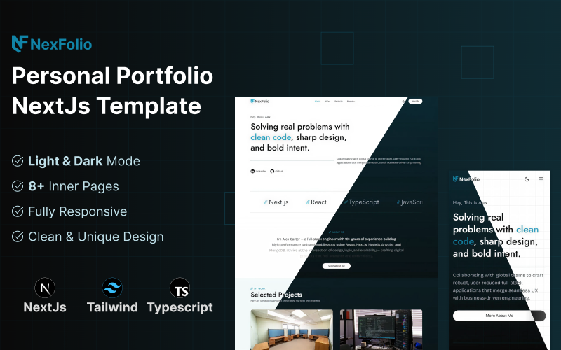 NexFolio - Modèle de portfolio personnel Next.js