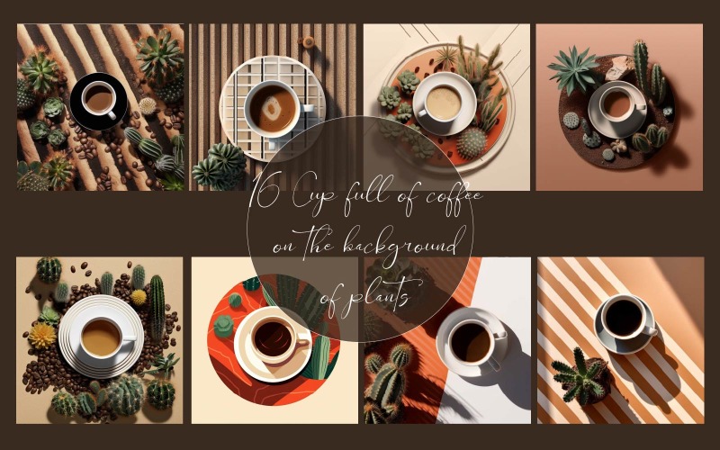 Taza llena de café sobre un fondo de plantas.