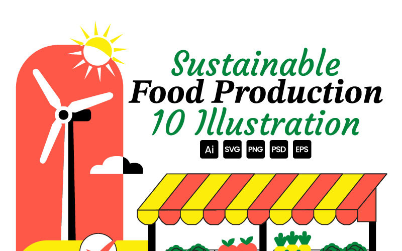 10 Illustrationer av hållbar livsmedelsproduktion