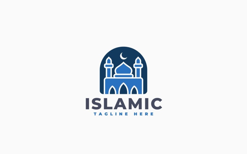 Modello di progettazione del logo della moschea islamica