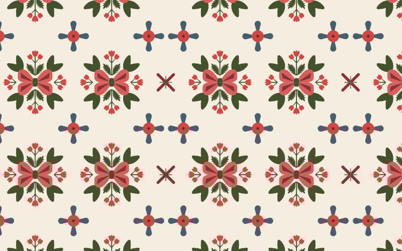 Nahtloses florales Muster im skandinavischen Volkskunst-Stil