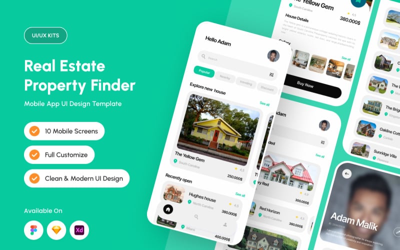 Futura - Designmall för app för fastighetssökning