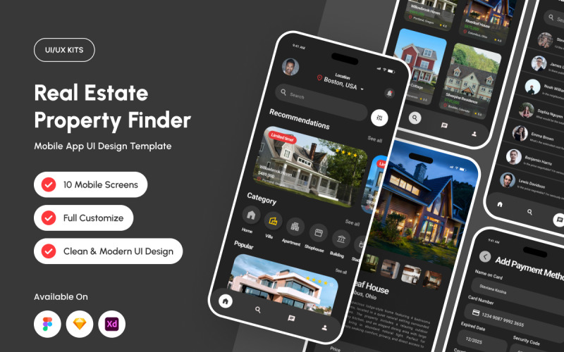 Homerch - Ontwerpsjabloon voor een app voor het vinden van onroerend goed