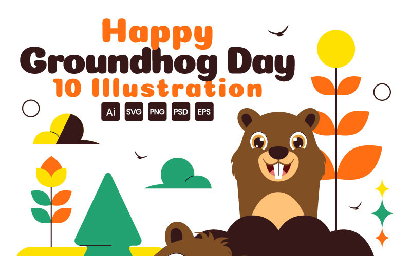 10 glada Groundhog Day-illustrationer