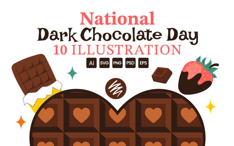 10 illustrationer för den nationella dagen för mörk choklad