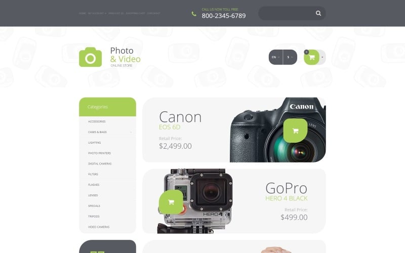 Фототовары OpenCart Шаблон
