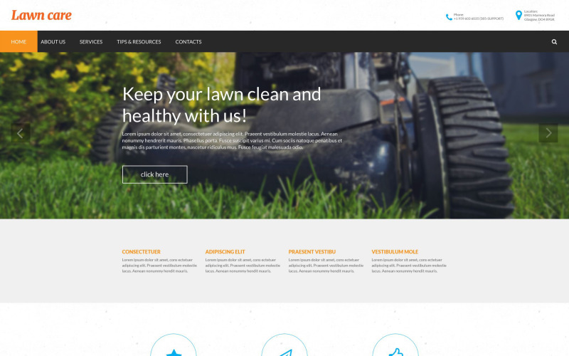Modelo de site responsivo para corte de grama