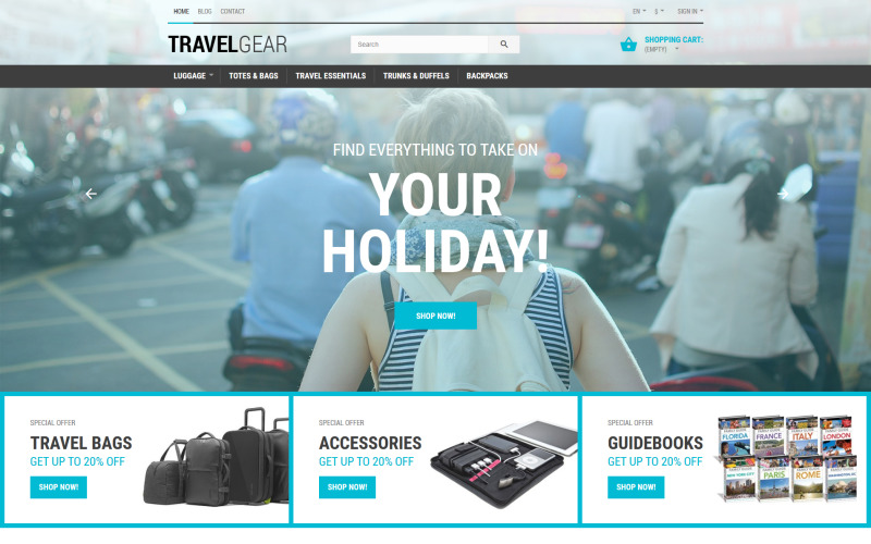 тема prestashop travel gear