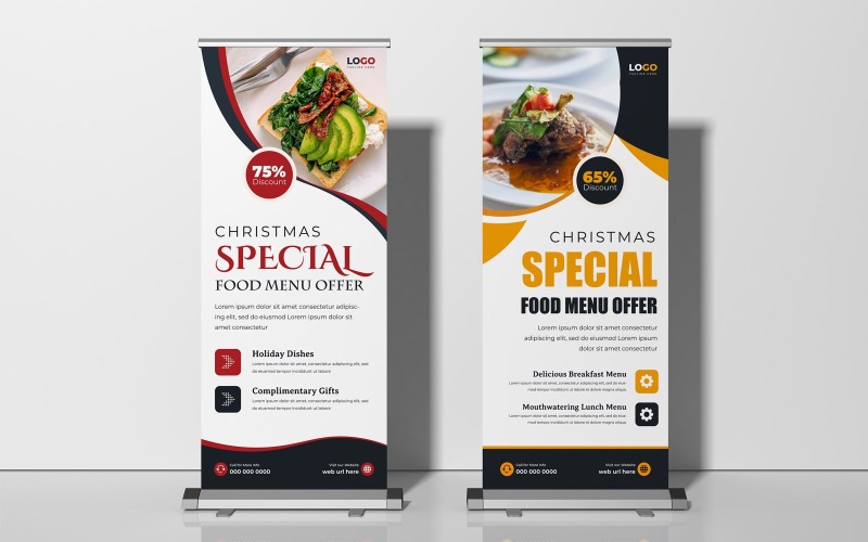 Menu Standee Sample Food Menu Roll Up Signage Standee Ver-1 - TemplateMonster