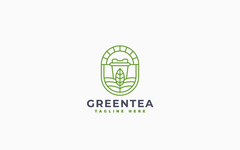 Design de logotipo para xícara de chá verde