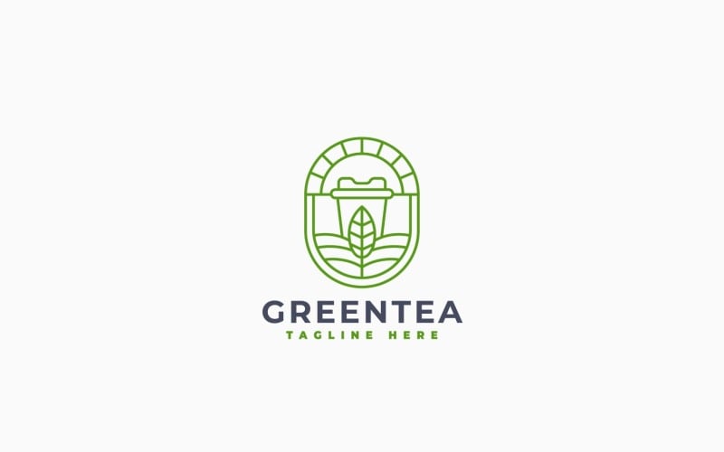Grönt te-kopp logotyp malldesign