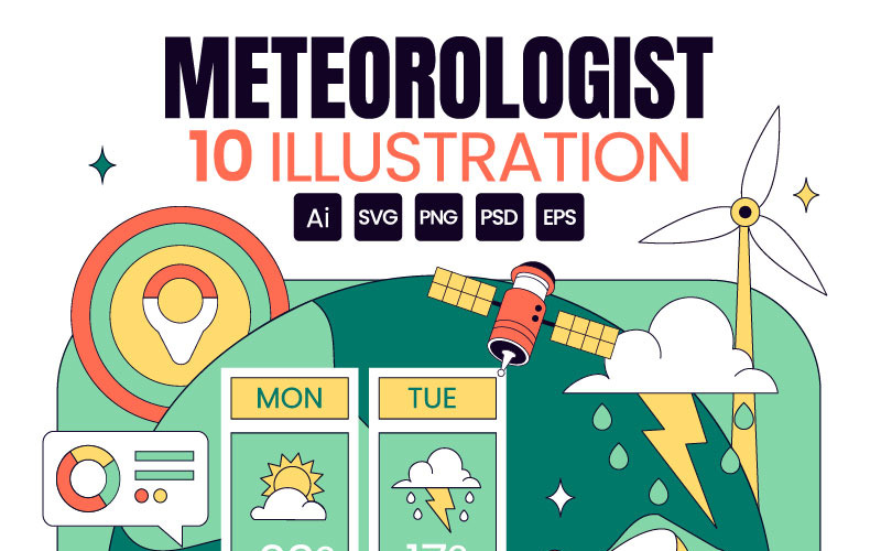 10 meteorologvektorillustration