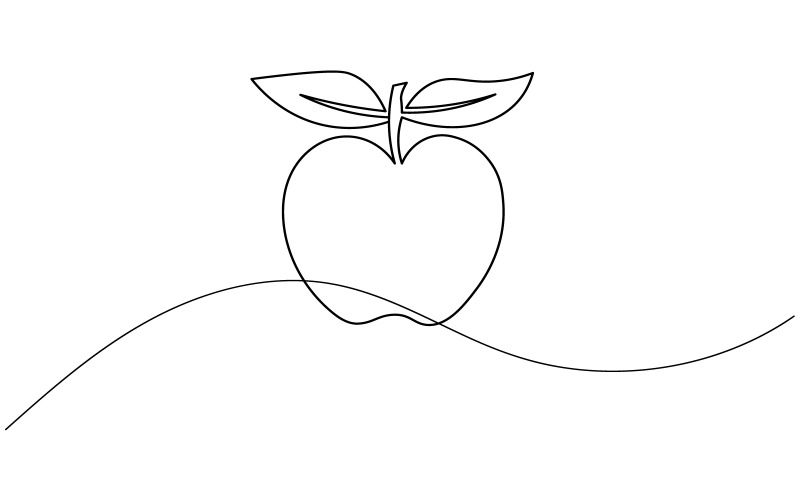 17. Folyamatos egyvonalas rajz fehér alapon Apple-ből