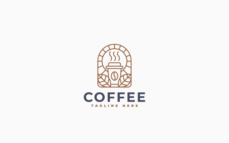 Minimalistisk kaffekopp logotyp malldesign