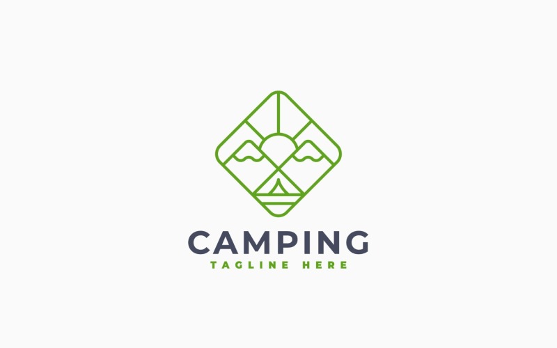 Projekt szablonu logo „Kemping Mountain Adventure”