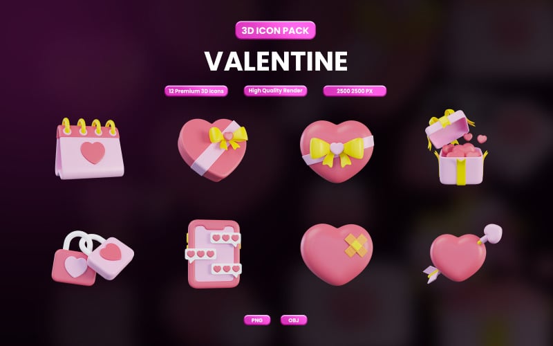 Valentijn 3D-pictogrammenpakket ontwerp
