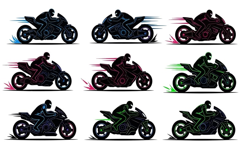 Dynamický plochý design ilustrace sportovních motocyklistů závodících ve vysokém izolovaném na bílém pozadí