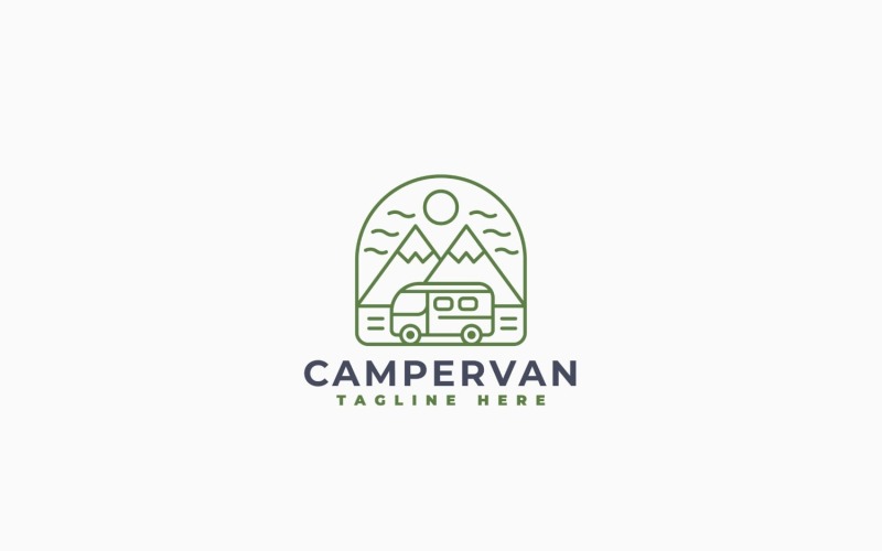 Campervan Mountain Adventure Logotypmalldesign