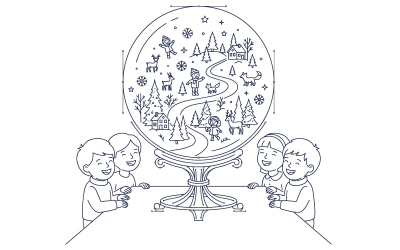 Illustrazione di ornamento natalizio del territorio invernale incantato