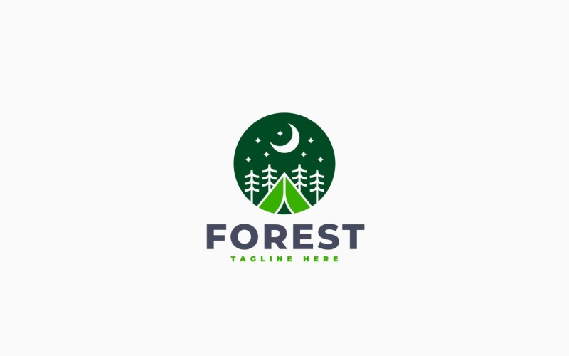 Projekt szablonu logo kempingu leśnego