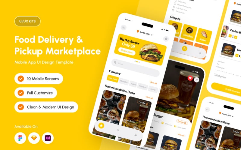 Delivo - 食品配送和自取市场应用设计模板