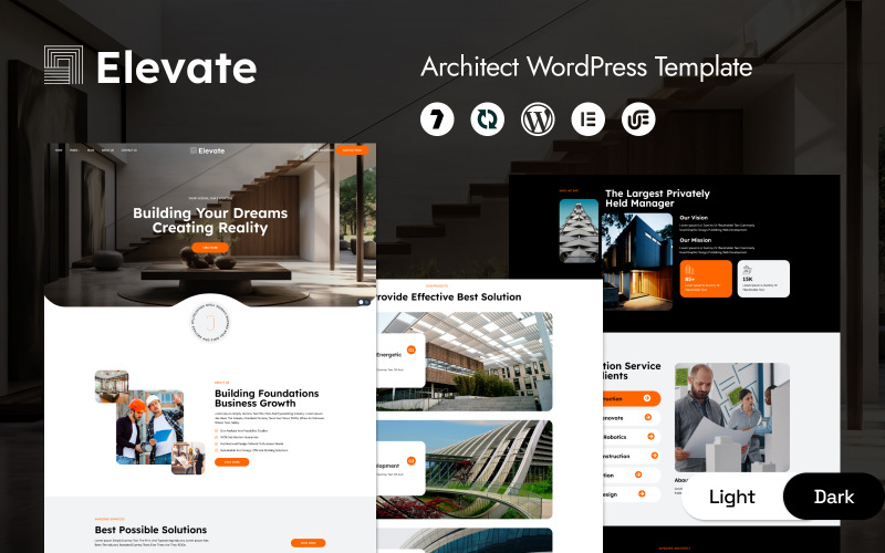 Elevate - Minimalistická šablona WordPress Elementor pro architekturu a stavebnictví