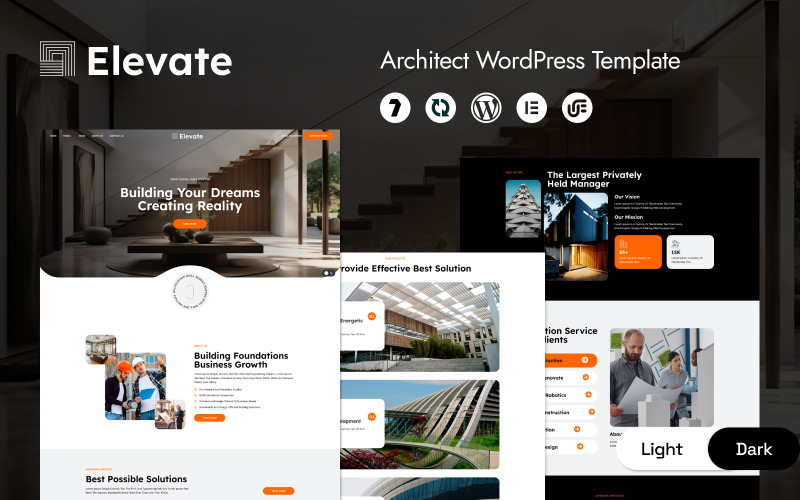 Elevate - Modello WordPress Elementor minimale per architettura e costruzione