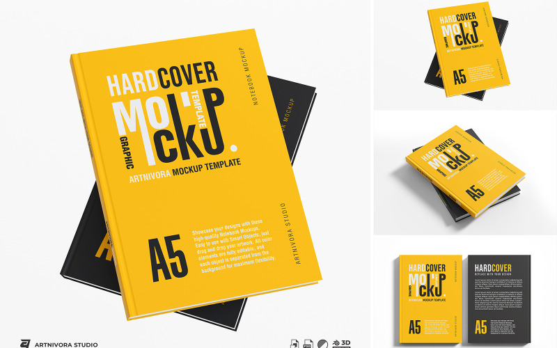 Progettazione di mockup di libri con copertina rigida
