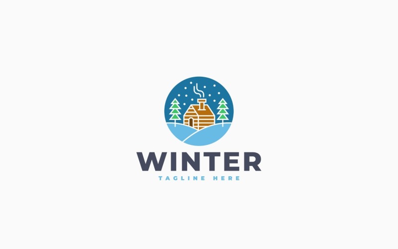 Modèle de logo pour maison d'hiver