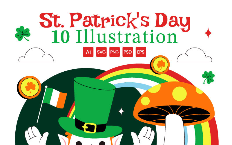 10 illustrationer för glad St. Patrick's Day