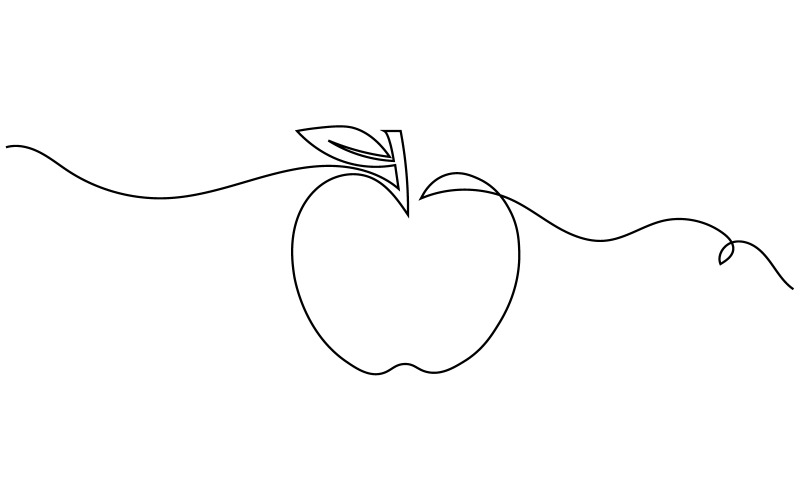 21. Disegno continuo di una linea di Apple su sfondo bianco