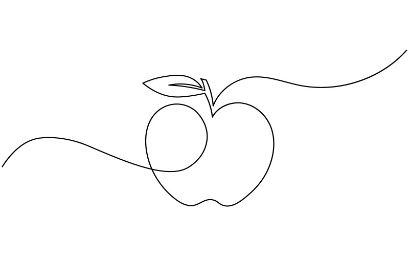 22. Folyamatos egyvonalas rajz fehér alapon Apple-ből
