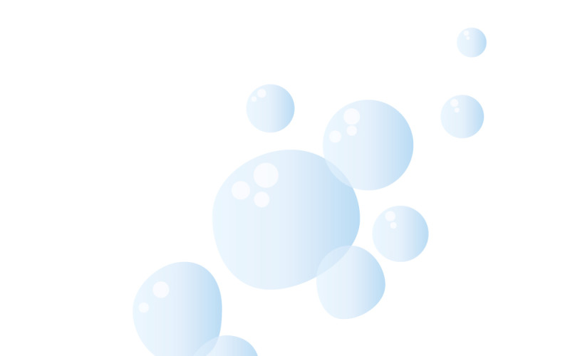 Verspieltes blaues Seifenblasen-Vektorset – Flaches Design