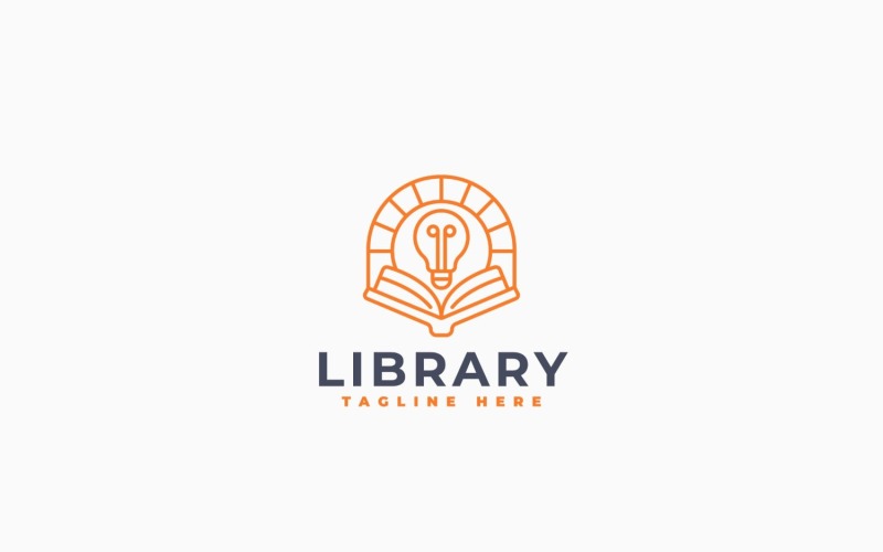 Шаблон дизайна логотипа книжной библиотеки