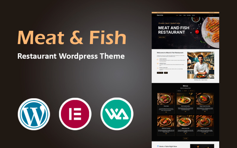 WordPress-tema för kött- och fiskrestauranger
