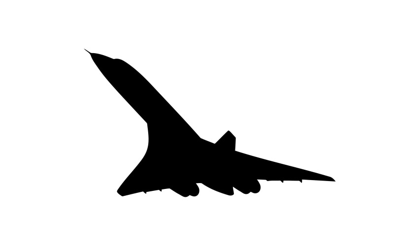 Black silhouette of a fighter jet airplane in flight isolated on white ...