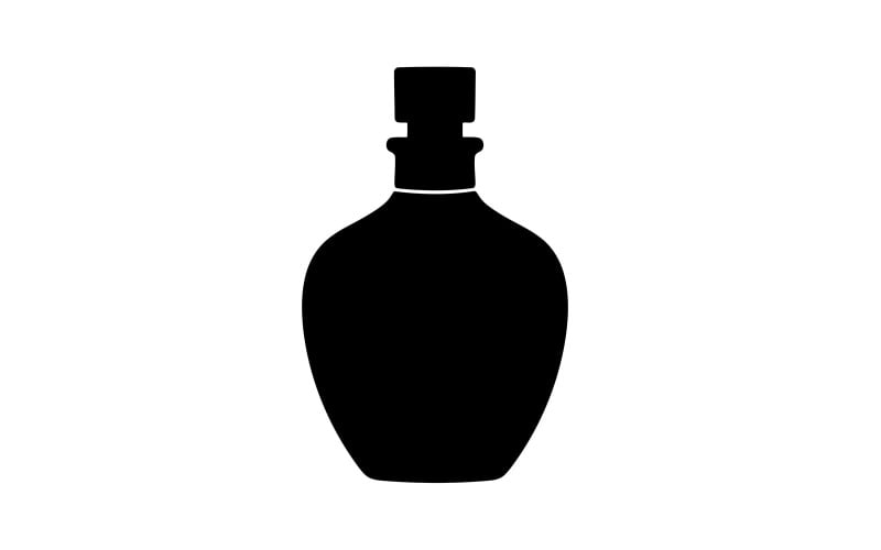 Czarna sylwetka butelki perfum na białym tle